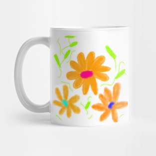 Orange green watercolor floral art Mug